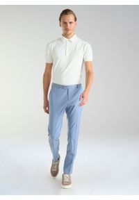 Pako Lorente - PAKO LORENTE – Błękitne męskie spodnie garniturowe. Kolor: niebieski. Materiał: wełna. Styl: elegancki #5