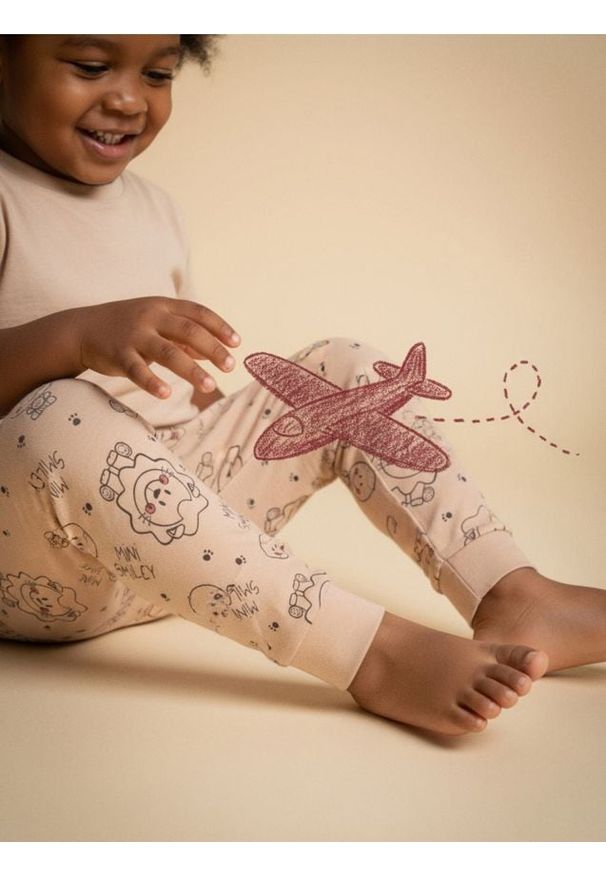 Sinsay - Legginsy Mini Smiley - brązowy. Kolor: brązowy