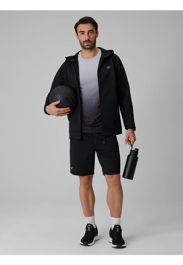 4f - 4F Koszulka treningowa regular szybkoschnąca męska - szara XXL. Kolor: szary. Materiał: materiał, tkanina. Długość: krótkie. Sport: fitness