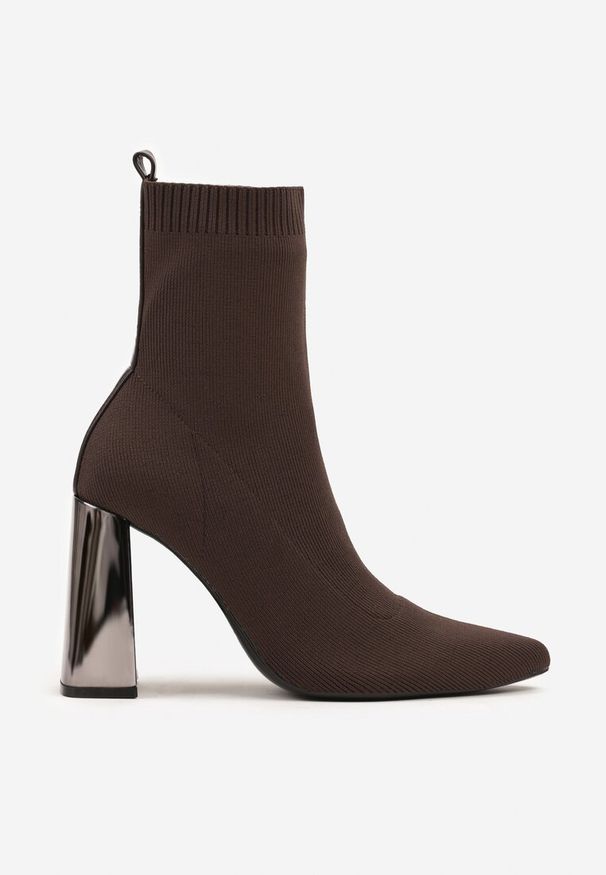 Born2be - Brązowe Botki Vices na Obcasie z Elastyczną Cholewką Falienne. Kolor: brązowy. Szerokość cholewki: normalna. Obcas: na obcasie. Styl: elegancki. Wysokość obcasa: średni