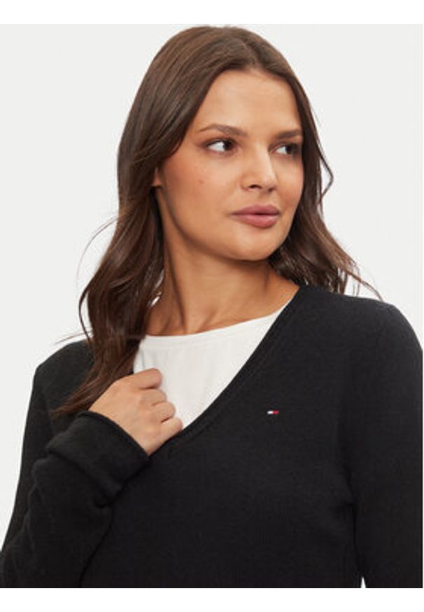 TOMMY HILFIGER - Tommy Hilfiger Sweter WW0WW43505 Czarny Regular Fit. Kolor: czarny. Materiał: wełna
