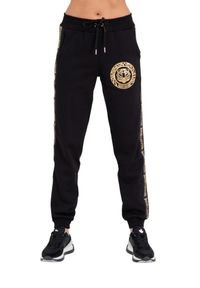Just Cavalli - JUST CAVALLI Czarne spodnie dresowe T-round Gold. Kolor: czarny. Materiał: dresówka #5
