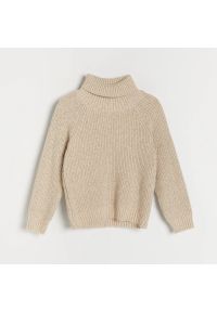 Reserved - Melanżowy sweter z golfem - Kremowy. Typ kołnierza: golf. Kolor: kremowy. Wzór: melanż #1