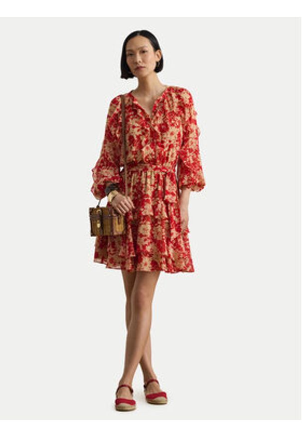 Lauren Ralph Lauren - LAUREN RALPH LAUREN Sukienka letnia 200P08669001 Czerwony Regular Fit. Kolor: czerwony. Materiał: syntetyk. Sezon: lato