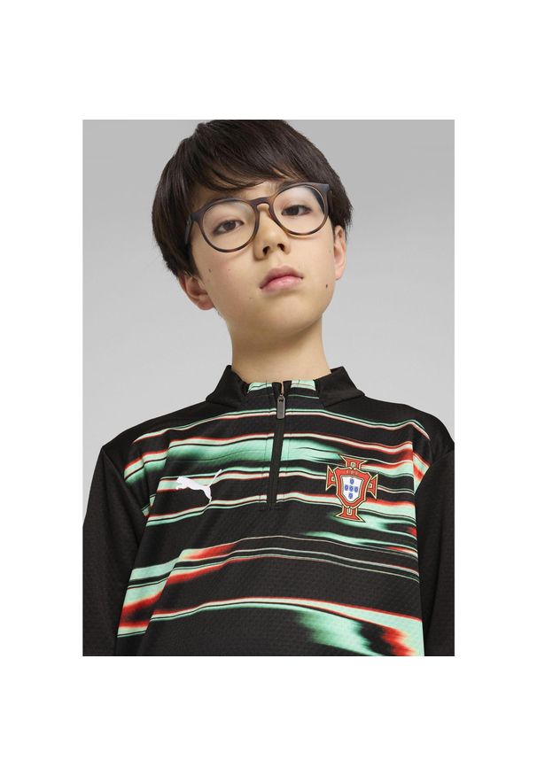 Puma - Młodzieżowa bluza przedmeczowa z zamkiem 1/4 Portugalia PUMA Black White. Kolor: biały, wielokolorowy, czarny