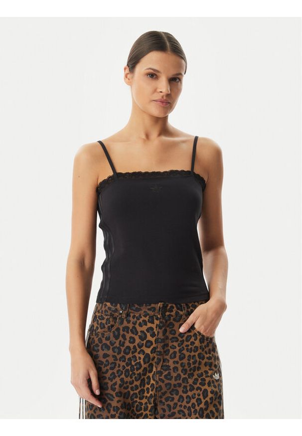 Adidas - adidas Top KC6437 Czarny Slim Fit. Kolor: czarny. Materiał: bawełna