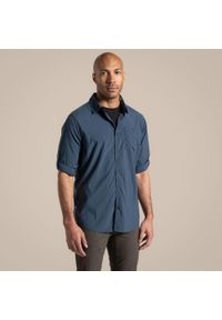 CRAGHOPPERS - Koszula podróżnicza męska Craghoppers NosiLife Nuoro LS Shirt II. Okazja: na co dzień. Kolor: niebieski. Styl: casual