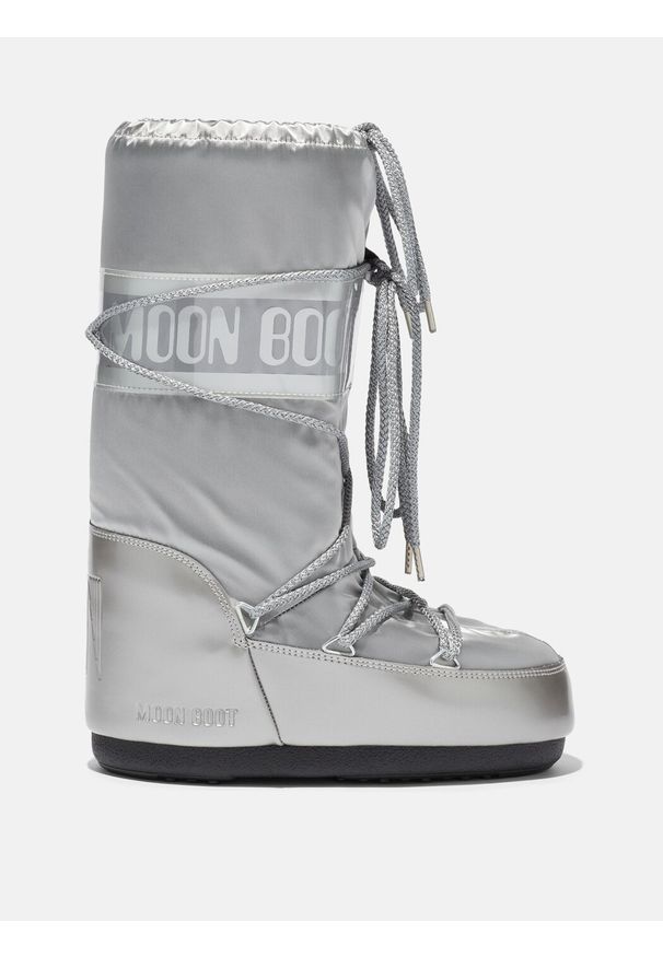 Śniegowce damskie Moon Boot ICON GLANCE SILVER SATIN BOOTS. Kolor: srebrny
