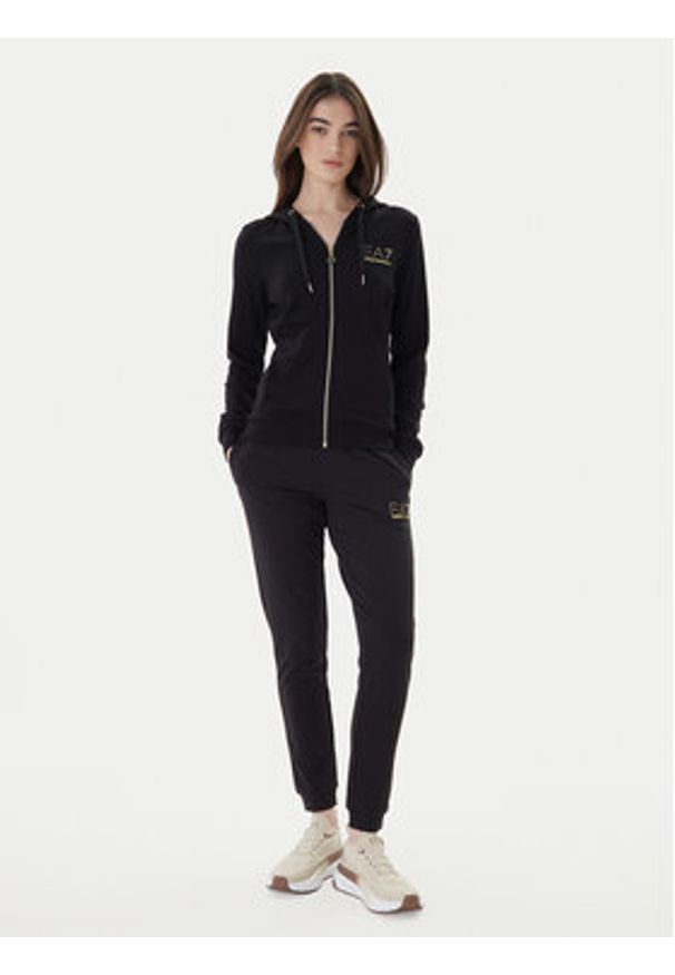 EA7 Emporio Armani Spodnie dresowe 8NTP66 TJ9RZ 1200 Czarny Regular Fit. Kolor: czarny. Materiał: syntetyk