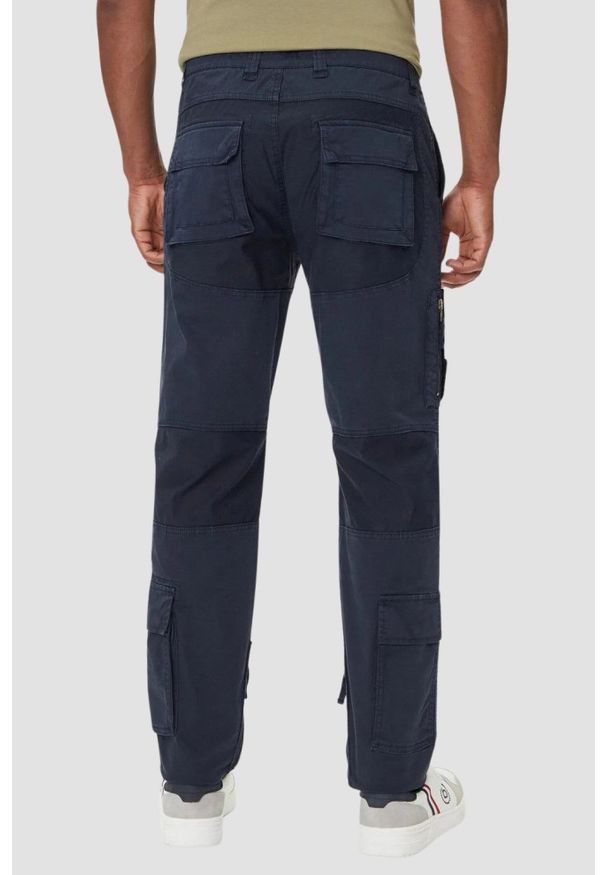 Aeronautica Militare - AERONAUTICA MILITARE Granatowe męskie bawełniane bojówki, Rozmiar 50. Okazja: na co dzień. Kolor: niebieski. Materiał: bawełna. Wzór: moro. Styl: casual, militarny