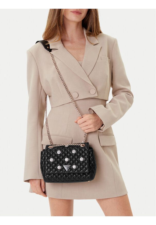 Guess Torebka Everlee HWEG86 79210 Czarny. Kolor: czarny. Materiał: skórzane