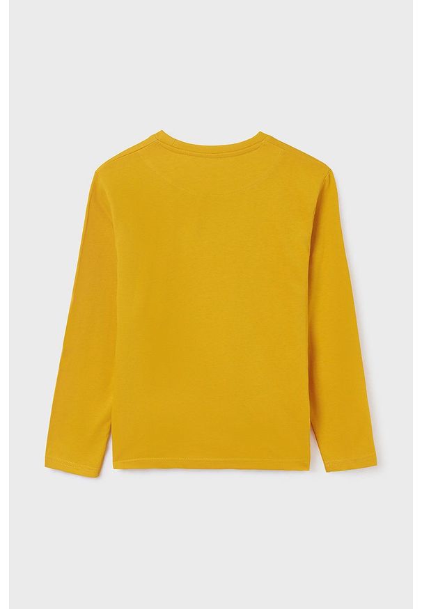 Mayoral longsleeve bawełniany dziecięcy kolor żółty z nadrukiem. Okazja: na co dzień. Kolor: żółty. Materiał: bawełna. Długość rękawa: długi rękaw. Wzór: nadruk. Styl: casual