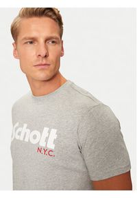 SCHOTT N.Y.C. T-Shirt TSLOGO Szary Regular Fit. Kolor: szary. Materiał: bawełna #3