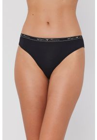 Emporio Armani Underwear Brazyliany kolor czarny. Kolor: czarny. Materiał: materiał, dzianina. Wzór: gładki
