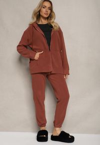 Renee - Brązowy Komplet Dresowy 2-częściowy z Bluzą i Spodniami Bennila. Kolor: brązowy. Materiał: dresówka #4