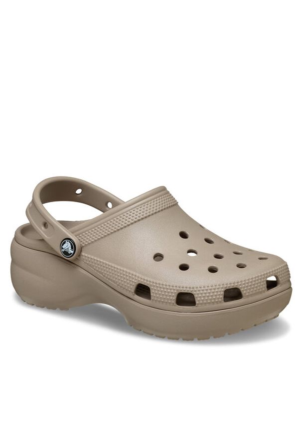 Crocs Klapki Classic Platform Clog 206750 Beżowy. Kolor: beżowy. Obcas: na platformie