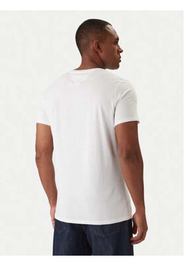 Tommy Jeans T-Shirt DM0DM04411 Biały Slim Fit. Kolor: biały. Materiał: bawełna