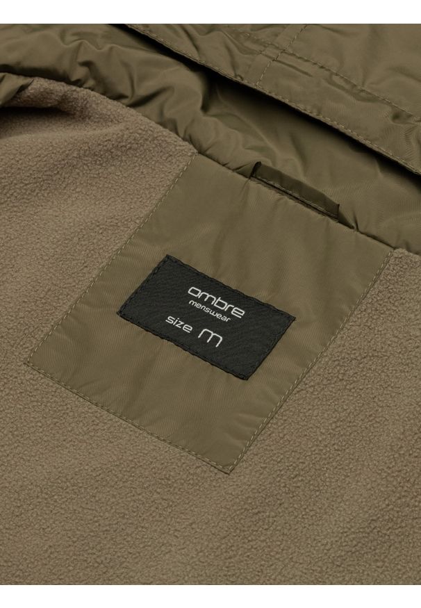 Zielona kurtka Ombre Clothing na wiosnę, z kapturem