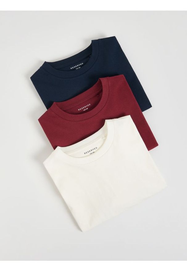 Reserved - Bawełniany longsleeve 3 pack - granatowy. Kolor: niebieski. Materiał: bawełna. Długość rękawa: długi rękaw