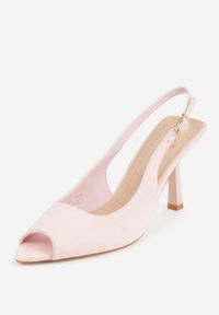 Born2be - Różowe Sandały na Szpilce z Odkrytą Piętą i Palcami Zitena. Okazja: na co dzień. Zapięcie: sprzączka. Kolor: różowy. Wzór: ażurowy. Obcas: na szpilce. Styl: casual, elegancki. Wysokość obcasa: średni #7