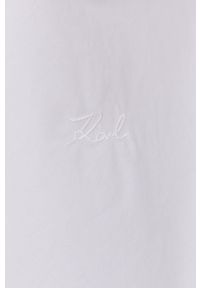 Karl Lagerfeld Koszula bawełniana damska kolor biały relaxed z kołnierzykiem klasycznym. Typ kołnierza: kołnierzyk klasyczny. Kolor: biały. Materiał: bawełna. Długość rękawa: krótki rękaw. Długość: krótkie. Wzór: gładki. Styl: klasyczny #2