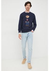 Polo Ralph Lauren sweter męski kolor granatowy. Okazja: na co dzień. Typ kołnierza: polo. Kolor: niebieski. Styl: casual #2