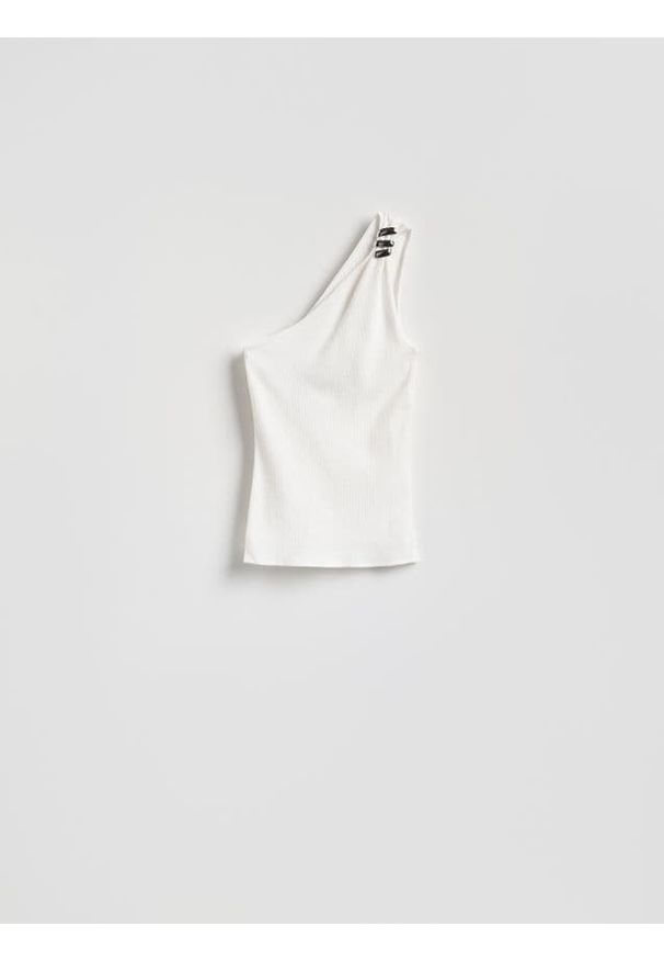 Reserved - Bluzka na jedno ramię - złamana biel. Materiał: dzianina, bawełna