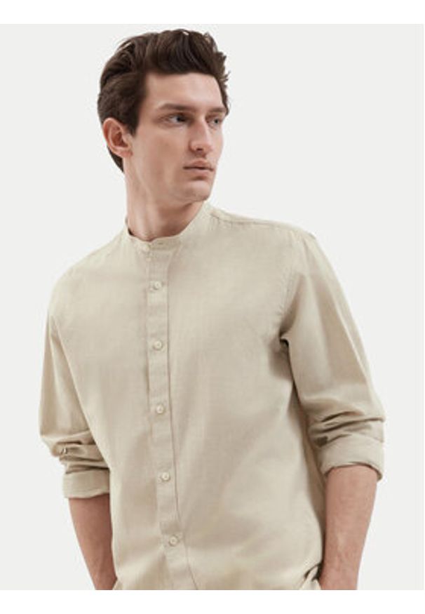 Selected Homme Koszula New Linen 16079054 Beżowy Regular Fit. Kolor: beżowy. Materiał: bawełna