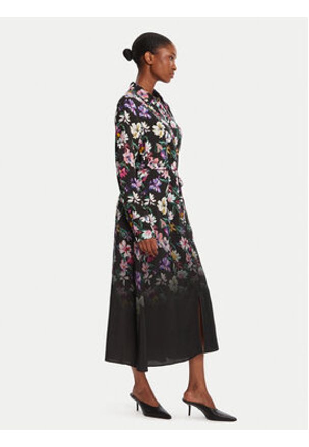 Desigual Sukienka koszulowa Camisero Acrilica 25WWVW11 Czarny Regular Fit. Kolor: czarny. Materiał: wiskoza. Typ sukienki: koszulowe