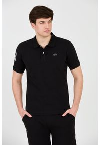 La Martina - LA MARTINA Czarne męskie polo z małym logo, Rozmiar XL. Typ kołnierza: polo. Kolor: czarny