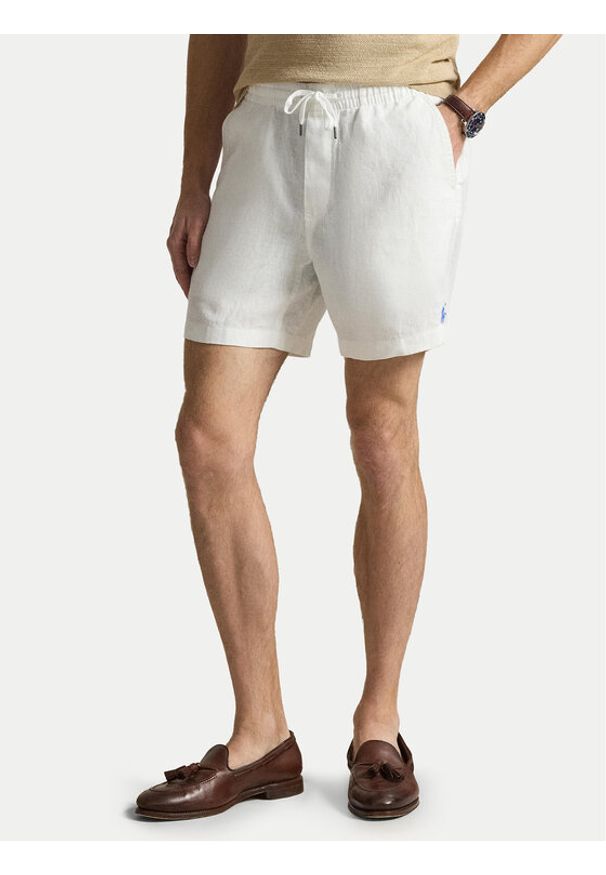 Polo Ralph Lauren Szorty materiałowe 710P08205501 Biały Regular Fit. Kolor: biały. Materiał: len