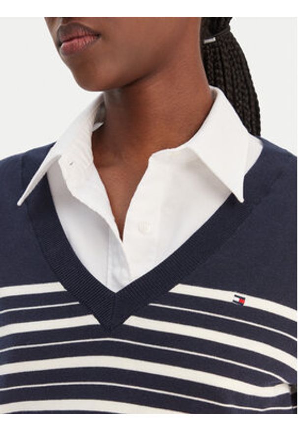 TOMMY HILFIGER - Tommy Hilfiger Sweter WW0WW40098 Granatowy Regular Fit. Kolor: niebieski. Materiał: bawełna