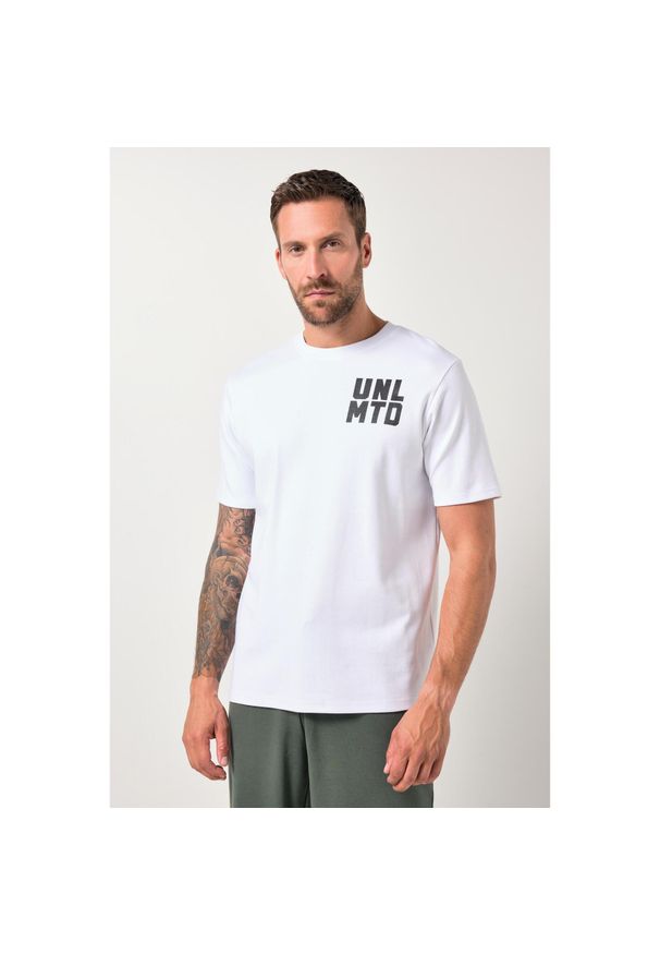 JAY-PI - Męska T-shirt fitness rękaw 1/2 nadruk na piersi do rozm. 7 XL. Kolekcja: plus size. Kolor: biały. Materiał: materiał, bawełna. Wzór: nadruk. Sport: fitness
