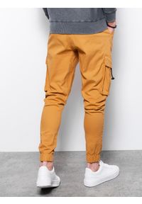 Ombre Clothing - Spodnie męskie joggery P1026 - musztardowe - XXL. Kolor: żółty. Materiał: bawełna, elastan #10