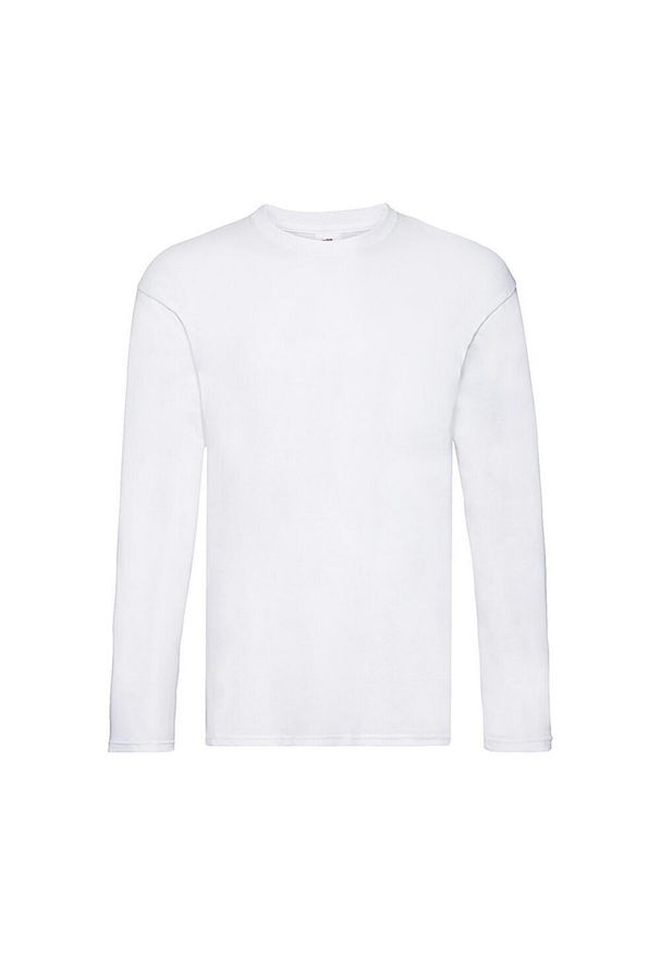 FRUIT OF THE LOOM - Męska Oryginalna Koszulka Z Długim Rękawem. Kolor: biały. Długość rękawa: długi rękaw. Długość: długie. Sport: turystyka piesza