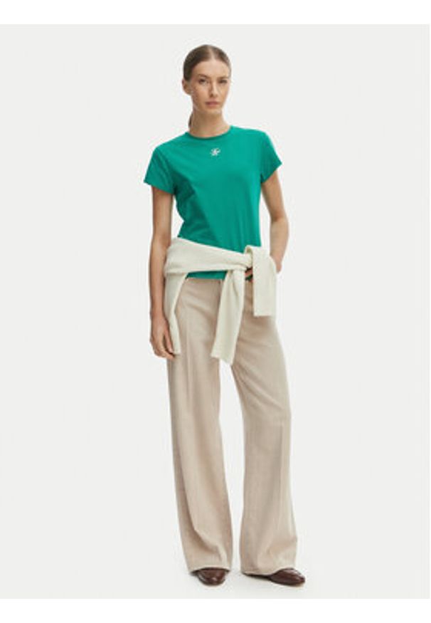 TOMMY HILFIGER - Tommy Hilfiger T-Shirt WW0WW48710 Zielony Slim Fit. Kolor: zielony. Materiał: bawełna