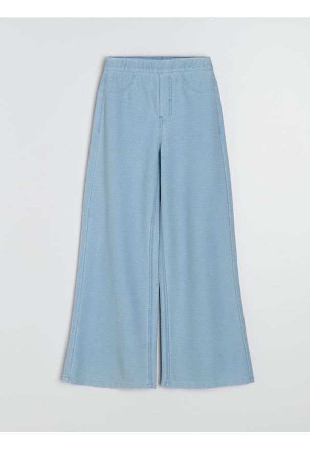 Sinsay - Jeansy wide leg high waist - niebieski. Stan: podwyższony. Kolor: niebieski
