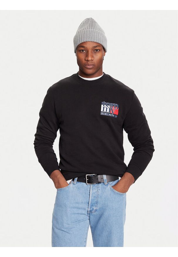 Tommy Jeans Bluza DM0DM22093 Czarny Relaxed Fit. Kolor: czarny. Materiał: bawełna