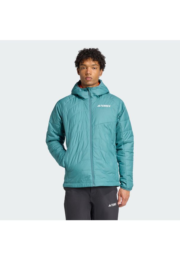 Adidas - Kurtka Terrex Multi Synthetic Insulated Hooded. Kolor: niebieski. Materiał: puch, materiał. Sport: turystyka piesza