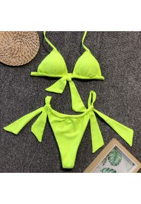 Intica - Bikini wiązane z regulacją na lato nad wodę Kelcy. Kolor: zielony. Materiał: materiał. Wzór: gładki #1