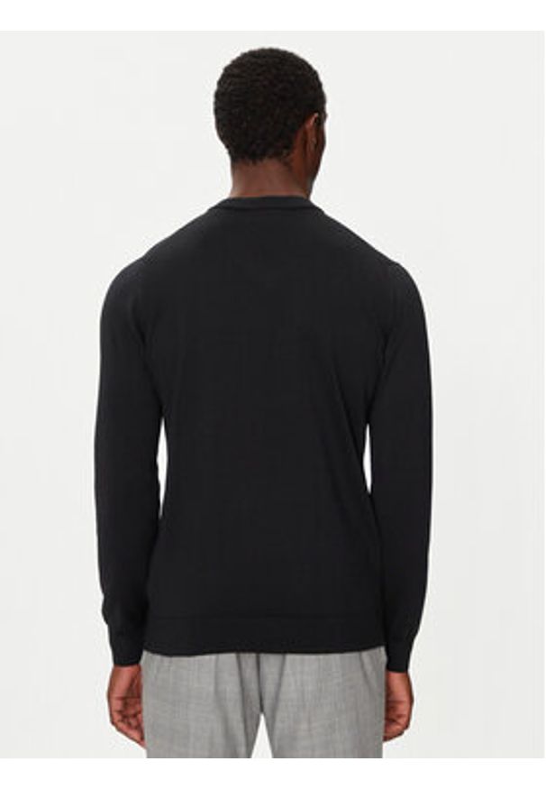 Lacoste Sweter AH1990 Czarny Regular Fit. Kolor: czarny. Materiał: wełna