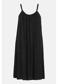 Zhenzi - Gnieciona sukienka z wiskozy Ines. Okazja: na co dzień. Kolor: czarny. Materiał: wiskoza. Długość rękawa: na ramiączkach. Styl: casual