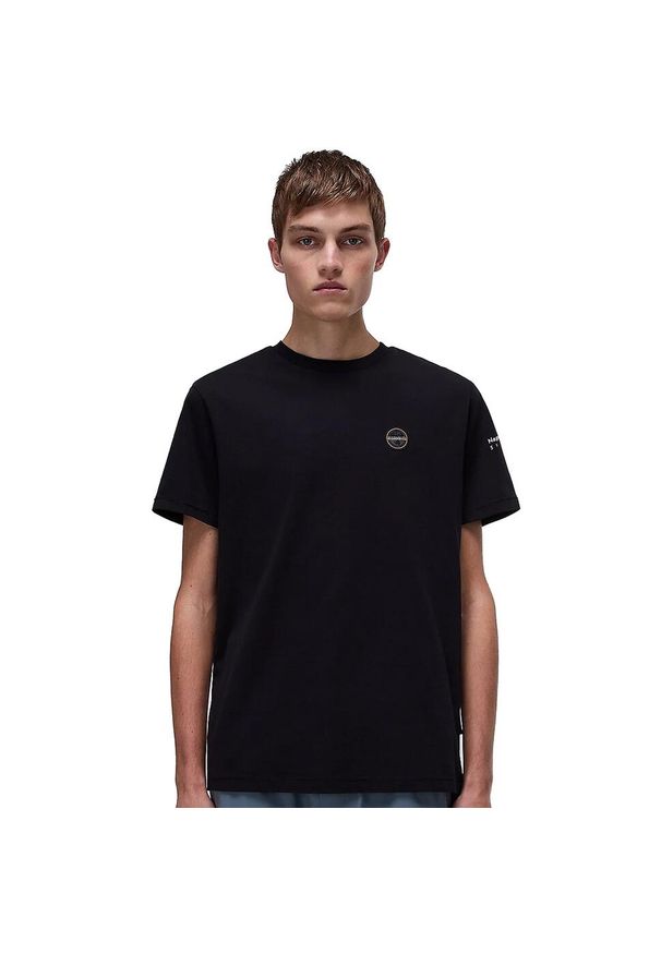 Koszulka męska Napapijri S-Badge. Kolor: czarny. Sport: turystyka piesza