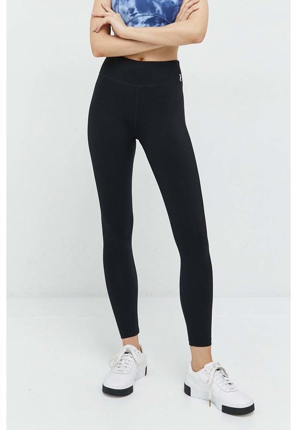 Juicy Couture legginsy Lorraine damskie kolor czarny gładkie. Kolor: czarny. Materiał: skóra, dzianina, materiał. Wzór: gładki