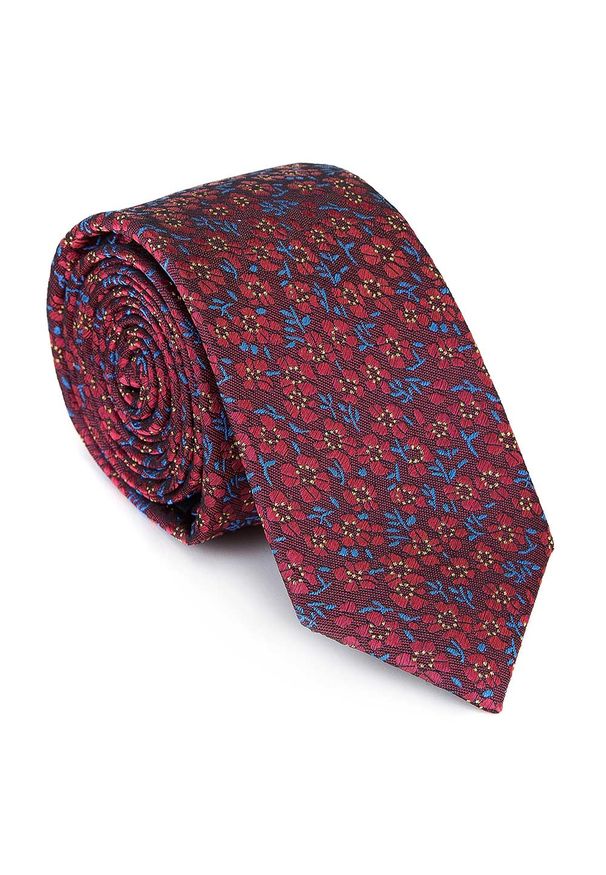 Wittchen - Krawat jedwabny w drobny wzór. Kolor: niebieski, wielokolorowy, czerwony. Materiał: jedwab. Wzór: gładki. Styl: klasyczny