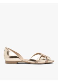 Ryłko - Platynowe baleriny damskie. Kolor: szary. Materiał: skóra. Wzór: ażurowy. Sezon: lato. Styl: street, elegancki #1