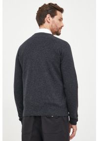 Trussardi Jeans - Trussardi sweter wełniany męski kolor szary lekki. Kolor: szary. Materiał: wełna. Długość rękawa: długi rękaw. Długość: długie