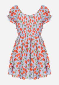 Born2be - Niebieska Rozkloszowana Sukienka z Bawełną z Motywem Wiśni Lunadessa. Okazja: na co dzień, na imprezę. Kolor: niebieski. Materiał: bawełna. Sezon: lato. Typ sukienki: proste. Styl: klasyczny, casual, elegancki #2