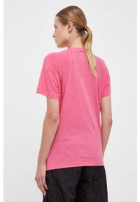 Adidas - adidas t-shirt damski kolor różowy. Kolor: różowy. Materiał: włókno, dzianina, materiał. Styl: klasyczny #2