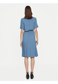 Vila Sukienka koszulowa Moashly 14089260 Niebieski Regular Fit. Kolor: niebieski. Materiał: wiskoza. Typ sukienki: koszulowe